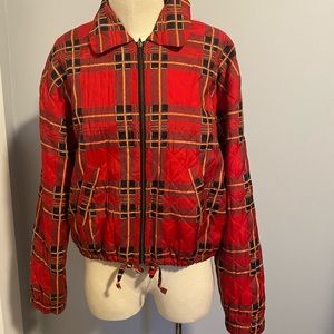 Vintage Cropped Red Plaid Jacket